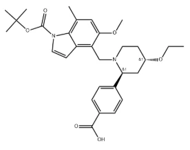CAS:2803364-77-2 4-((2S,4S)-4-ethoxy-1-((tert-butoxycarbonyl-5-methoxy-7-methyl-1H-indol-4-yl)methyl)piperidin-2-yl)benzoicacid