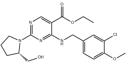 5-PyriMidinecarboxylic Acid,4-[[(3-chloro-4-Methoxyphenyl)Methyl]aMino]-2-[(2S)-2-(hydroxyMethyl)-1-pyrrolidinyl]-, Ethyl EsterCAS NO.:330785-83-6